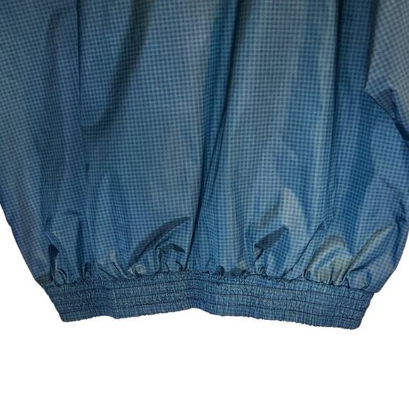 Jerzees Plaid Windbreaker Jacket Quarter Zip Pullover Nylon Size L Blue Green - Picture 8 of 10